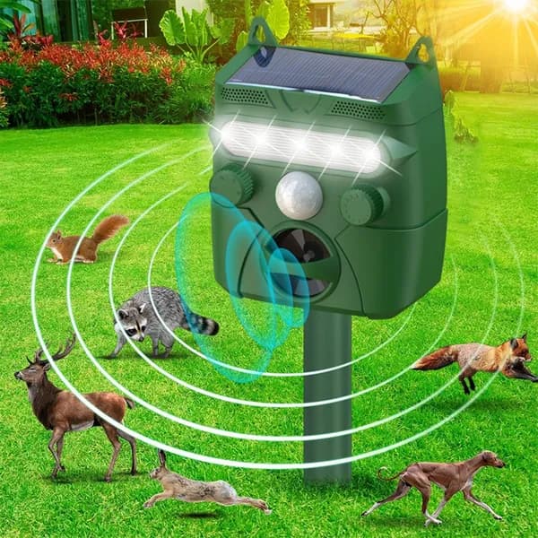 Ультразвуковый солнечный отпугиватель животных с PIR-датчиком и LED-вспышкой