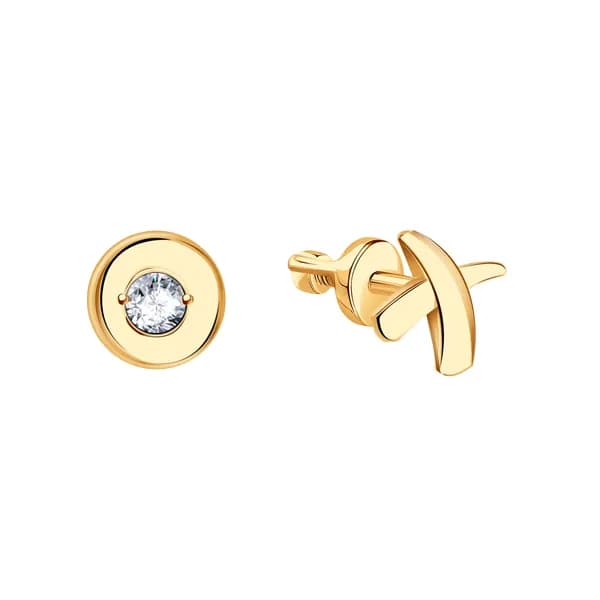 Золотые серьги DIAMANT-ONLINE с цирконием 585 пробы