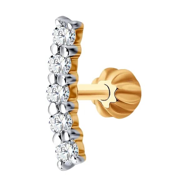 Одиночная серьга из золота DIAMANT-ONLINE с фианитом 585 пробы