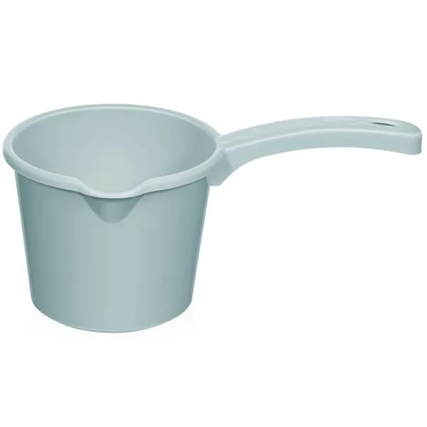 Ковш пластиковый с ручкой и носиком Elfplast 1,25 л, ковшик для воды, бани, ванной и купания, голубой