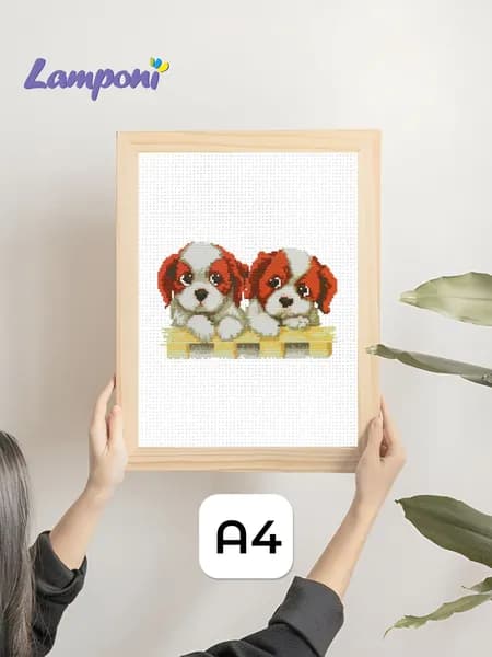 Картина для вышивания 20х29 см. Щеночки