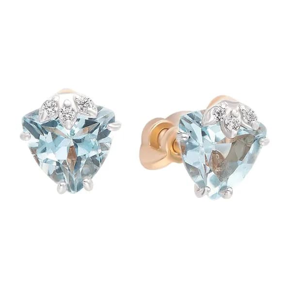 Серьги женские с топазами и фианитами из красного золота 375 пробы 585GOLD