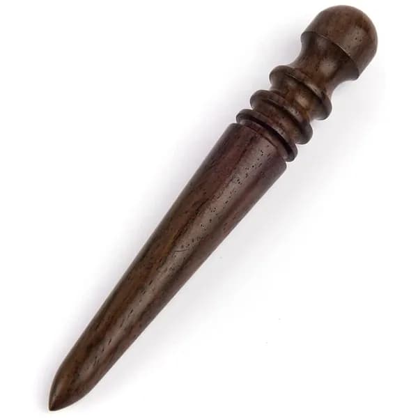 Инструмент для полировки кожи., "Эбеновое дерево", кромки кожи., Точёный деревянный стержень / с 4 канавками
