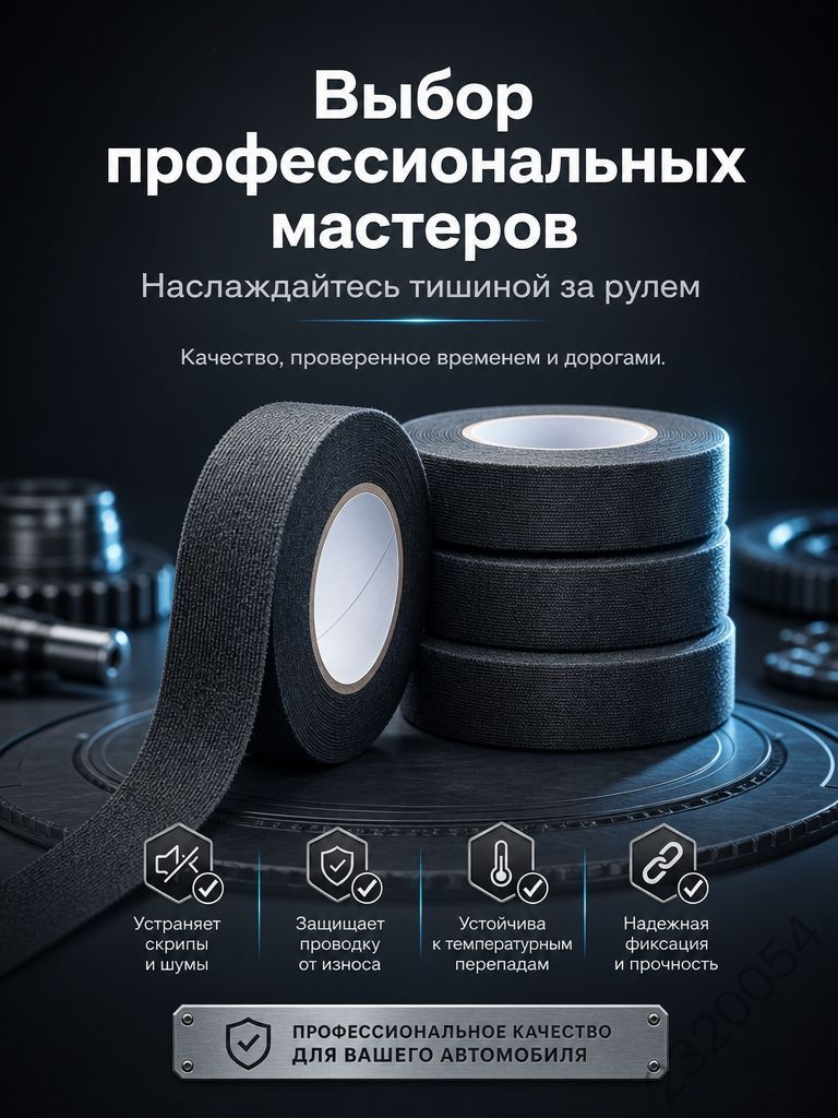 Антискрип автомобильный, 15 м, толщина: 2 мм, 1 шт.