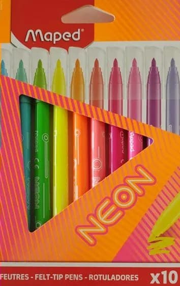 Фломастеры 10 цветов Maped Neon заблокированный пишущий узел