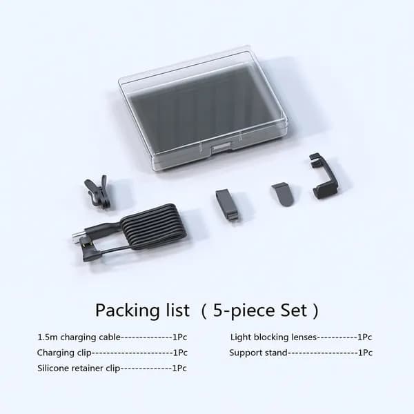 5-in-1 Kit : Кабель для зарядки очков Meta Smart Glasses длиной 1,5 м с золотым фиксатором Pogo, Магнитная крышка объектива, противоскользящий зажим для ушных крючков