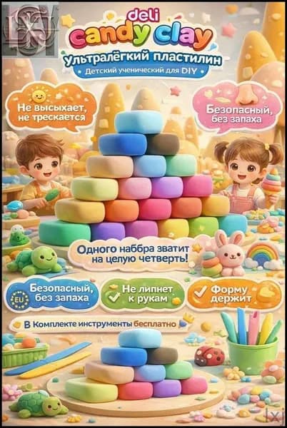 candy clay набор,глина для лепки самозастывающая