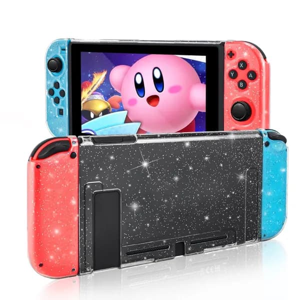 Защитный чехол для Nintendo Switch, мягкий прозрачный TPU с блёстками, противоударный и антицарапинный корпус