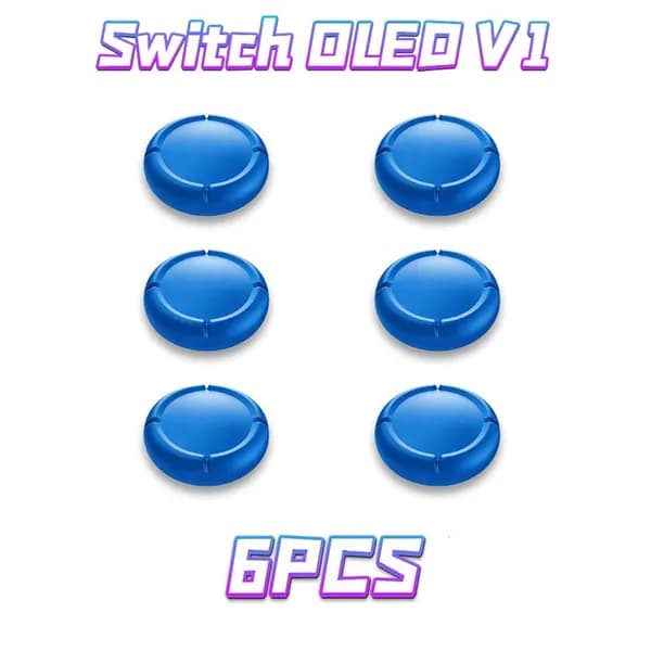 Силиконовые накладки на стики для Nintendo Switch OLED V1, комплект из 6 штук, улучшают управляемость и долговечность.