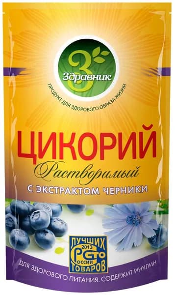 Цикорий растворимый ЗДРАВНИК с экстрактом черники, 85г x 3 упаковки