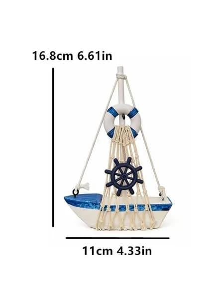 Морской декор для дома: модель корабля с рулем и спасательным кругом1PC