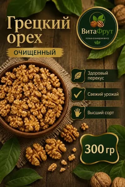 Грецкий орех очищенный 300гр
