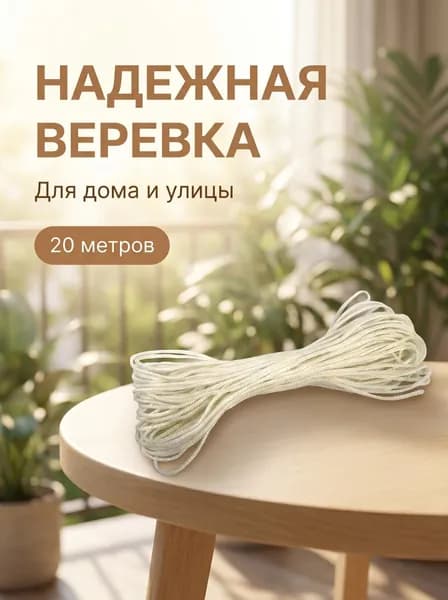 Веревка бельевая 20 м 2 мм полипропиленовая 1 шт белый