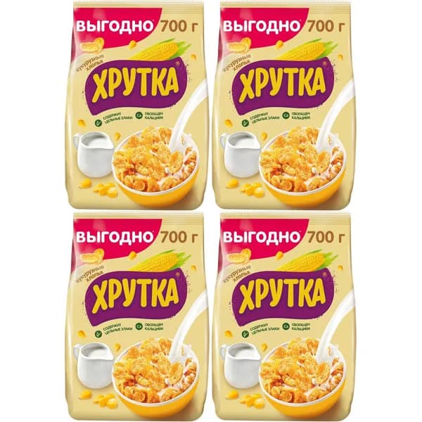Хлопья Хрутка кукурузные обогащенные кальцием 700 г, набор: 4 штуки