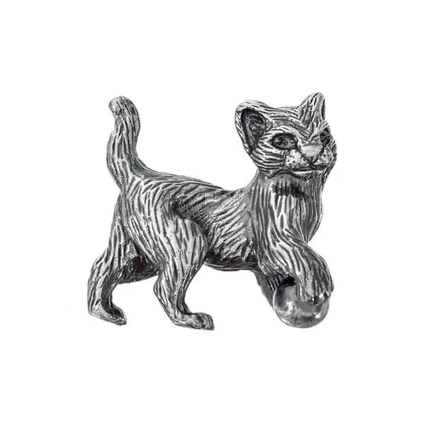 Серебряная статуэтка Кот с мячом