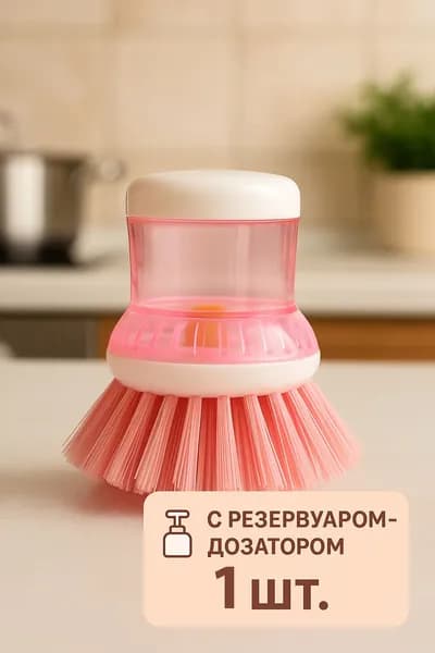 Щетка для мытья посуды с дозатором - резервуаром