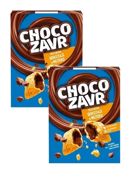 Подушечки Chocozavr c шоколадно-молочной начинкой, 220 г х 2 шт