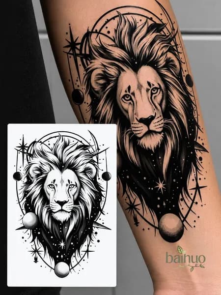 Временная тату "Лев" 12*19см