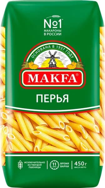 Макароны MAKFA Перья любительские высший сорт, 450г