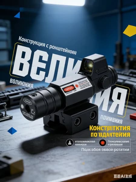 Лазерный целеуказатель ЛЦУ красный луч, двойное крепление 11 и 20 мм. Ударопрочный металлический лазерный прицел для пневматики и страйкбола.