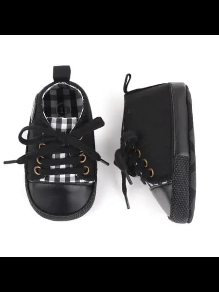 Детские кроссовки черные 11см, Black plaid