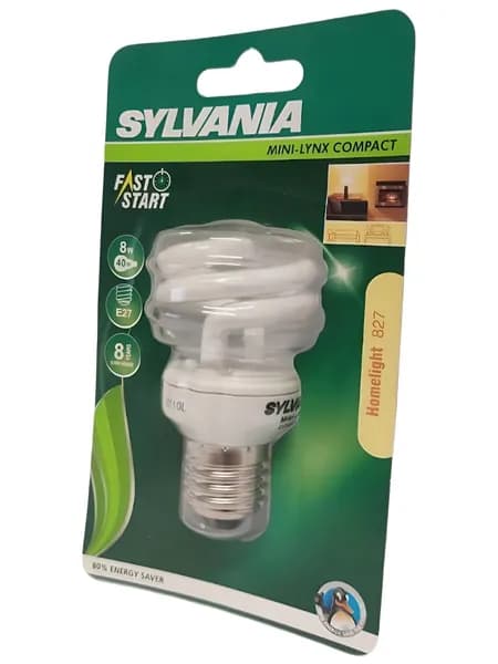 Sylvania Mini-Lynx Spiral лампа компактная люминесцентная 8W 827 E27 BLRST -1 шт