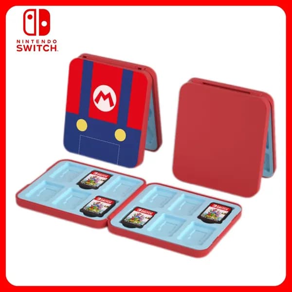 Nintendo Switch Футляр чехол кейс для 12 картриджей и 12 TF-карт памяти Красные нагрудные штаны