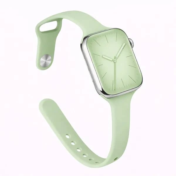 Узкий Ремешок для 42(s10)/41/40/38mm Apple Watch, цвет Светло-зеленый, силиконовый ремешок для умных часов Эпл Вотч