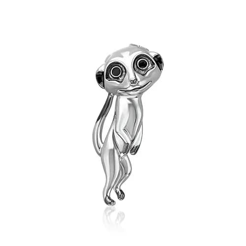 PLATINA Брошь "Сурикат" из серебра 925 пробы с эмалью