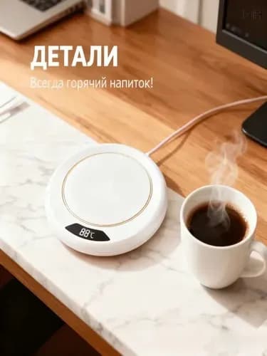 Подогреватель для кружки с цифровым дисплеем, 3 температуры автоматическое отключение, антискользящая подставка, подарок для офиса и дома