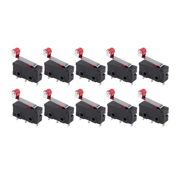 Микропереключатель "KW12-3" с роликовым рычагом, 10 шт., для PCB / 20x10x6 мм.