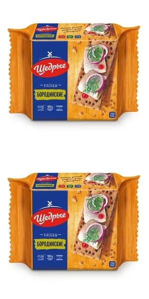 Щедрые Хлебцы хрустящие бородинские, 200 гр, 2 шт/
