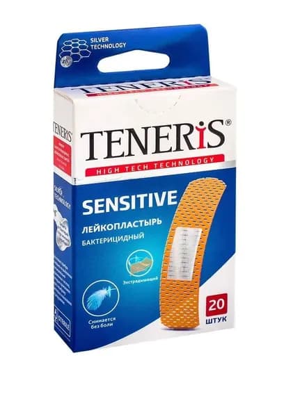 Teneris Elastic, лейкопластырь бактерицидный (76 х19 мм) на нетканой основе, 20 шт.