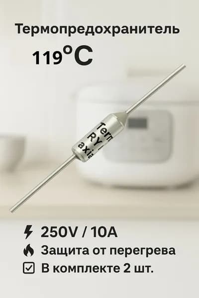 Термопредохранитель 10A 119C градусов, термостат, тепловой предохранитель - 2шт.