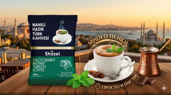 Турецкий кофе растворимый с пенкой в ассортименте, 100 г (Классический со сливками, Шоколад, Апельсин, Мята)