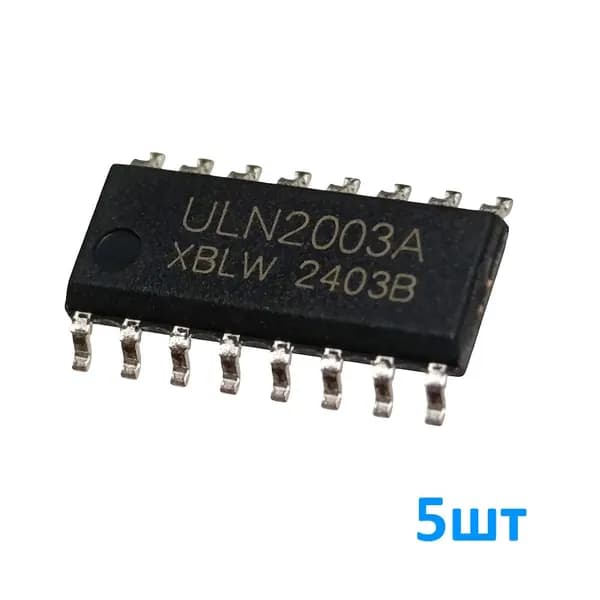 ULN2003AD 5шт, Микросхема, Сборка 7 транзисторов Дарлингтона, 50В / 0.5А, корпус SO-16
