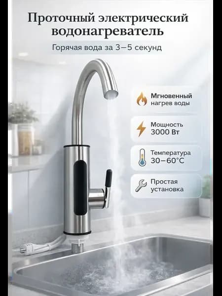 Проточный электрический водонагреватель кран