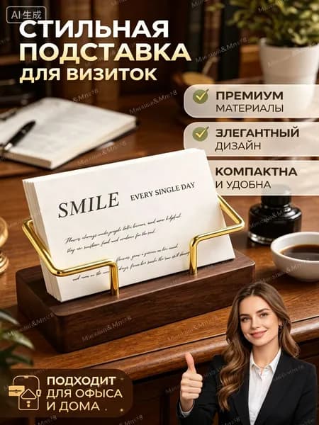 Настольная визитница размером 11x5 см. Это премиальная подставка руководителю для эстетичного хранения ваших контактов.