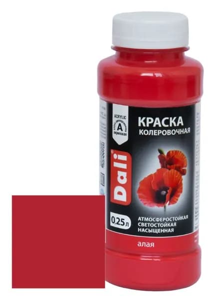 DALI Краска, Водно-дисперсионная, 0,25 л, красный