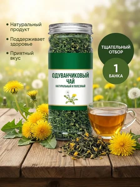 Листовой травяной чай из одуванчика, 80 г, для детокса и пищеварения