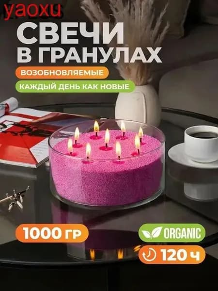 Насыпные свечи 1 кг + фитиль 2м розовые