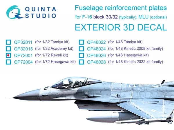 Усиливающие накладки для F-16 block 30/32 (Revell)