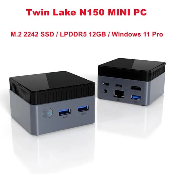 SZBOX Мини-ПК Twin Lake N150 мини ПК (Intel N150, RAM 12 ГБ, Intel Graphics, Windows 11 Pro), 中国, черный