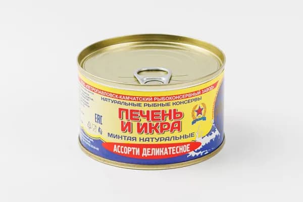 Печень и икра минтая натуральные, 220 г