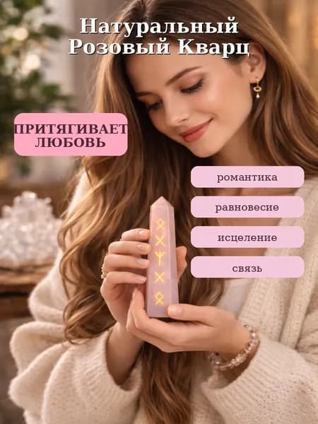 Обелиск "Семейное Счастье" из розового кварца скандинавские руны
