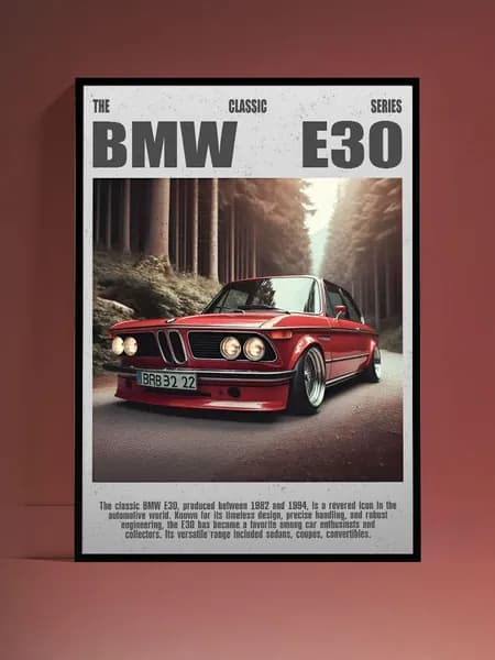 Постер на стену BMW E30 без рамы (29,7х42см)