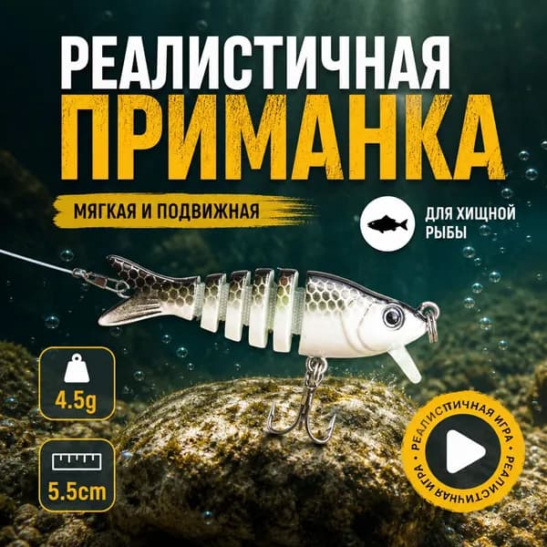 Воблер На Щуку Составной Свимбейт 5.5cm/4.5г