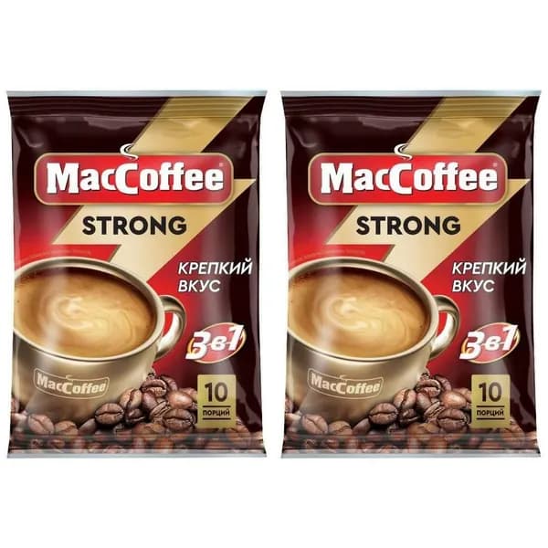 MacCoffee Кофе 3 в 1 Strong, 10 пакетиков по 18 г, 2 уп
