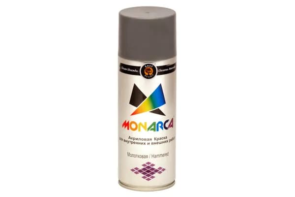 Краска универсальная аэрозольная акриловая Eastbrand Monarca молотковая серебряная 520 мл