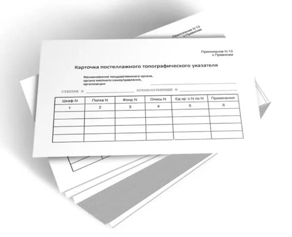 Карточка постеллажного топографического указателя